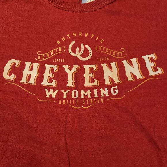 Cheyenne Wyoming T-Shirt Red Size Small Fruit Of The Loom HD Cotton‎ NEW NWT - Picture 4 of 9